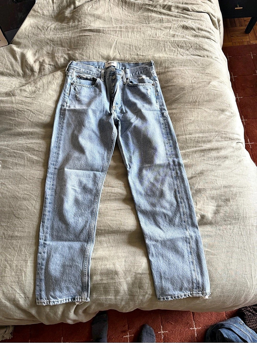 AGOLDE 90s Pinch Waist High Rise Jeans in Blue Waist 24